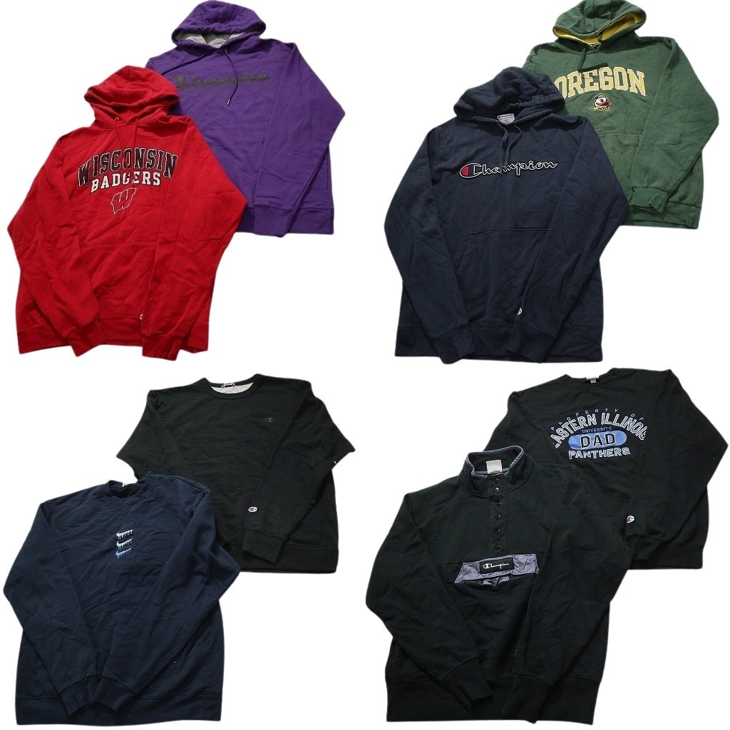 古着卸 まとめ売り チャンピオン Champion スウェット 8枚セット (メンズ L ) ハーフスナップ アーチロゴ カレッジ風 中古 古着 NC3910拍卖