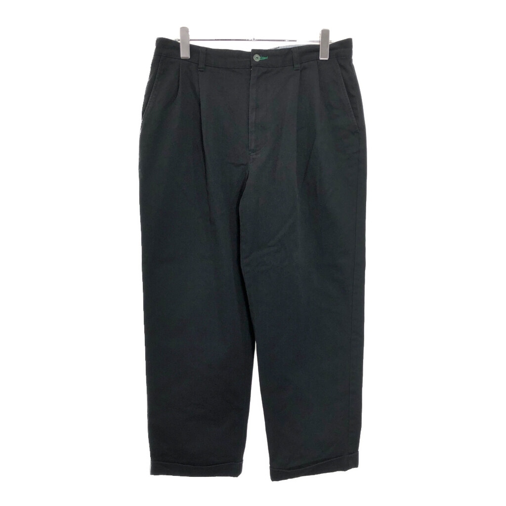 00年代 TOMMY HILFIGER トミーヒルフィガー 2タック チノパンツ ブラック(メンズ W36 L30)中古 古着 V4204拍卖