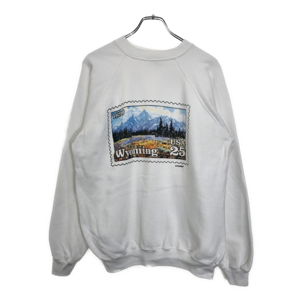 80年代 Hanes ヘインズ 切手 スウェット ホワイト(メンズ XL)中古 古着 V4411拍卖