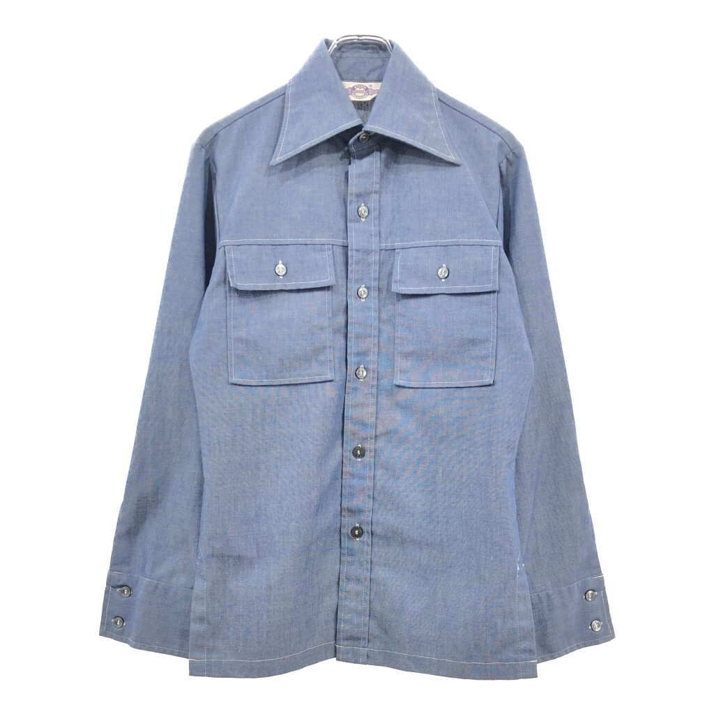 70年代 Levi's リーバイス Panatela パナテラ 長袖シャツ ヴィンテージ ブルー(メンズ S)中古 古着 v4442拍卖