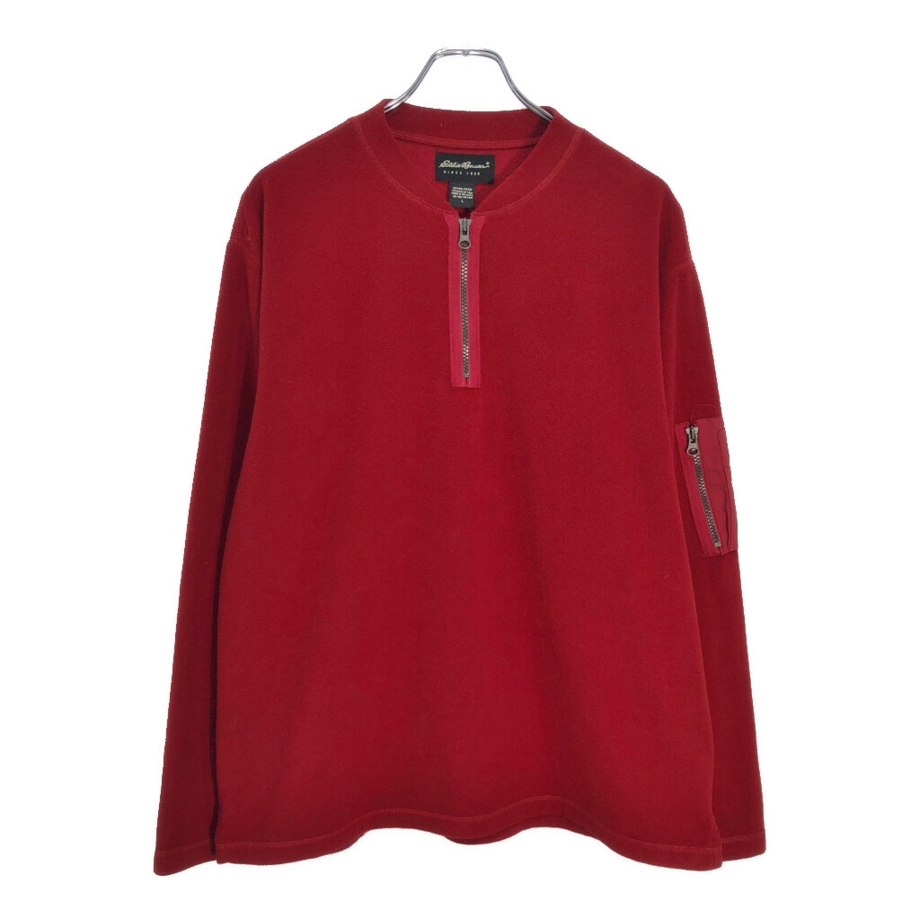Eddie Bauer エディーバウアー ハーフジップ フリースジャケット アウトドア ワインレッド(メンズ L)中古 古着 V4749拍卖