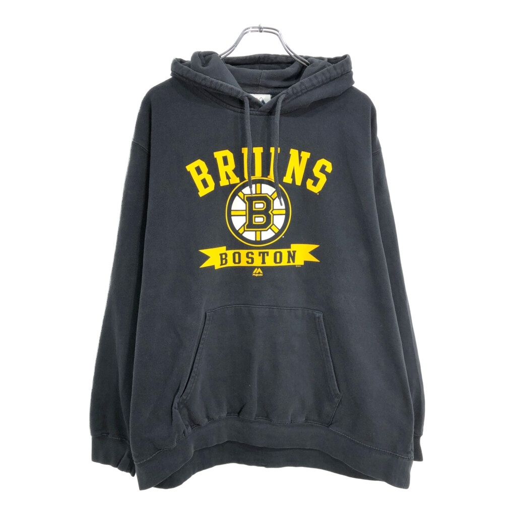 Majestic マジェスティック NHL ボストン・ブルーインズ スウェットパーカー プロチーム ホッケー ブラック(メンズ XL相当)中古 古着 V4771拍卖