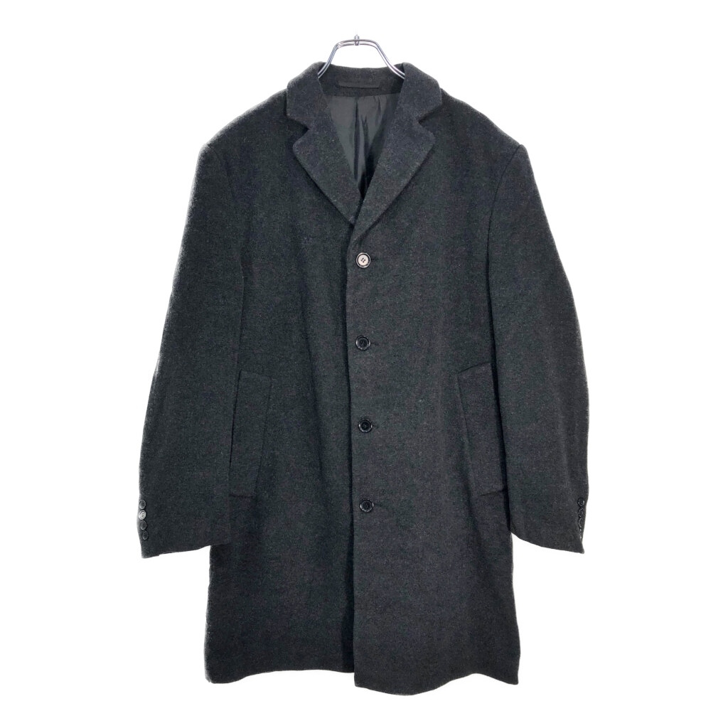 カシミヤ混 ウール チェスターフィールドコート グレー(メンズ 48)中古 古着 V4812拍卖