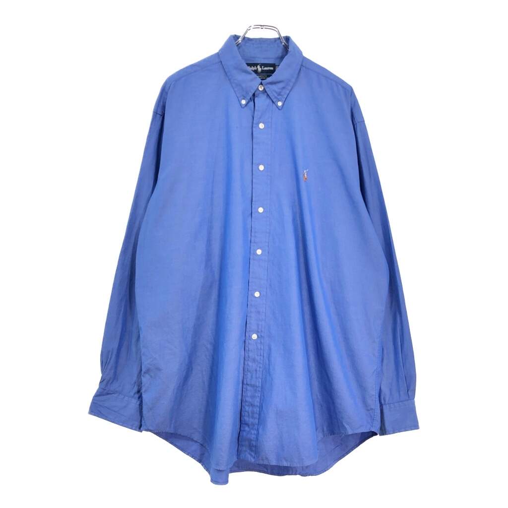 RALPH LAUREN ラルフローレン YARMOUTH ボタンダウン 長袖シャツ ブルー(メンズ 17)中古 古着 V4943拍卖