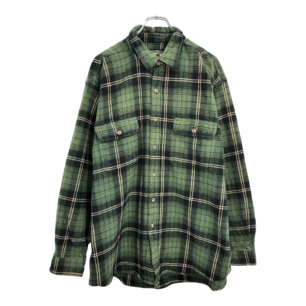 FIELD&STREAM ヘビーフランネルシャツ チェック グリーン(メンズ XL)中古 古着 V5025拍卖