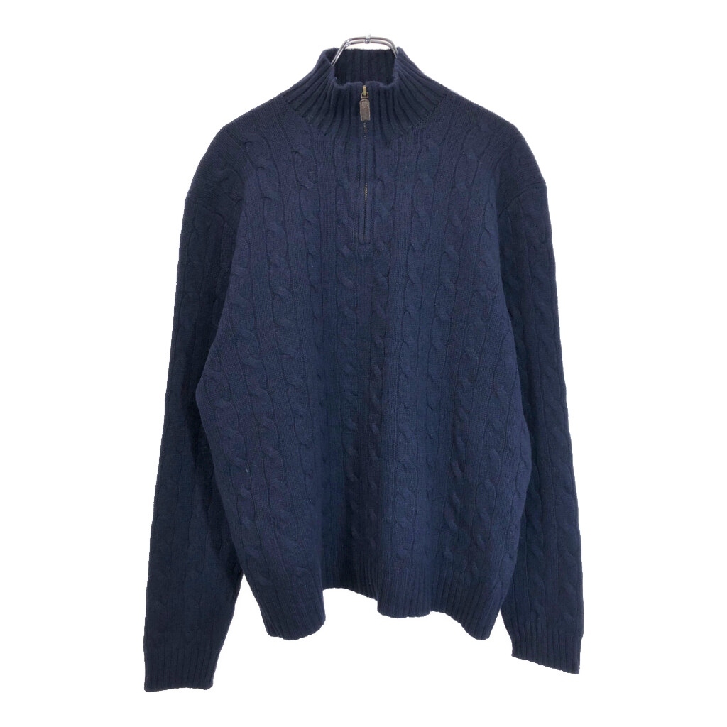 Polo by Ralph Lauren ポロ ラルフローレン ハーフジップ ケーブルニット ウールセーター 大きいサイズ(メンズ XXL)中古 古着 V5530拍卖