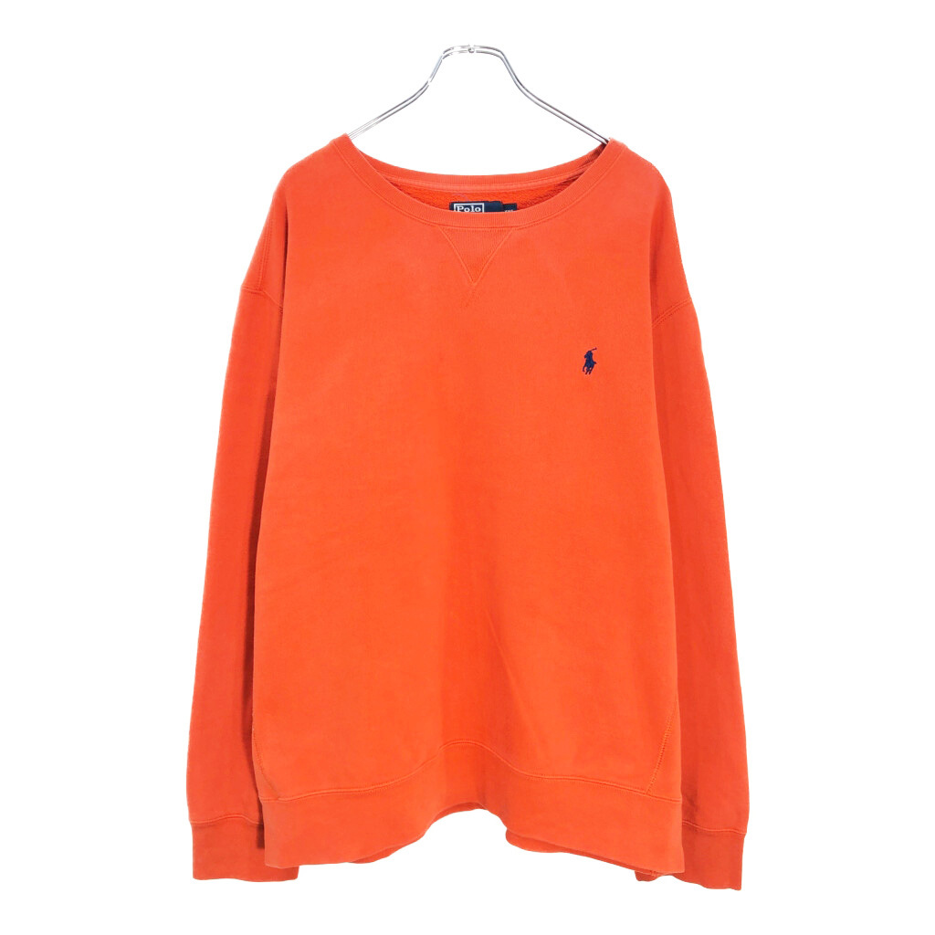 Polo by Ralph Lauren ポロ ラルフローレン ワンポイントロゴ スウェット 大きいサイズ オレンジ(メンズ XXL)中古 古着 V5559拍卖