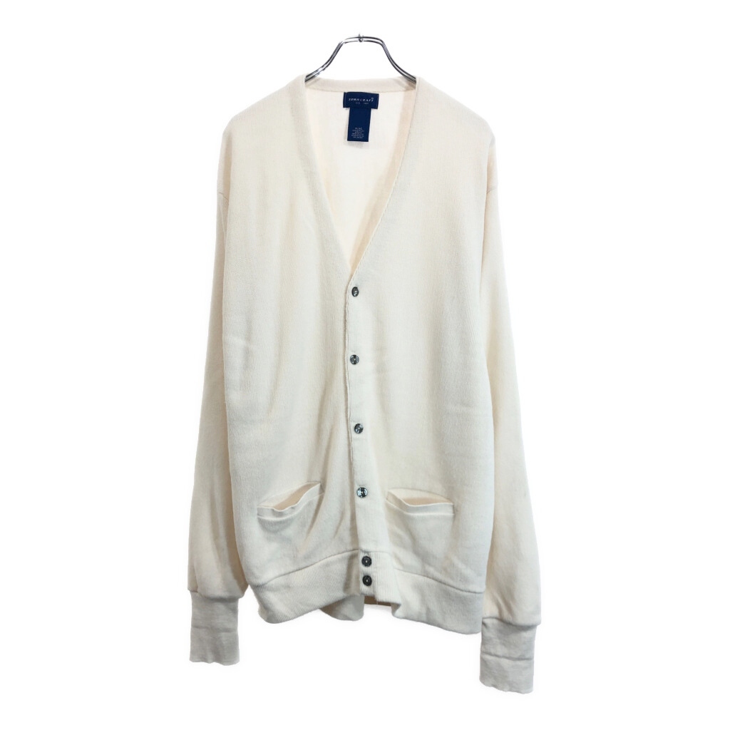 00年代 USA製 TOWNCRAFT タウンクラフト アクリルニット カーディガン アイボリー(メンズ XL)中古 古着 V5659拍卖