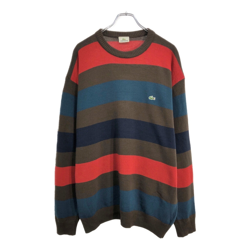 LACOSTE ラコステ ウールニット セーター ファットボーダー マルチカラー(メンズ 7)中古 古着 V5713拍卖
