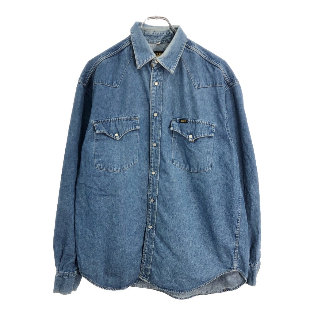 90年代 Lee リー デニムウエスタンシャツ ブルー(メンズ M)中古 古着 V5783拍卖