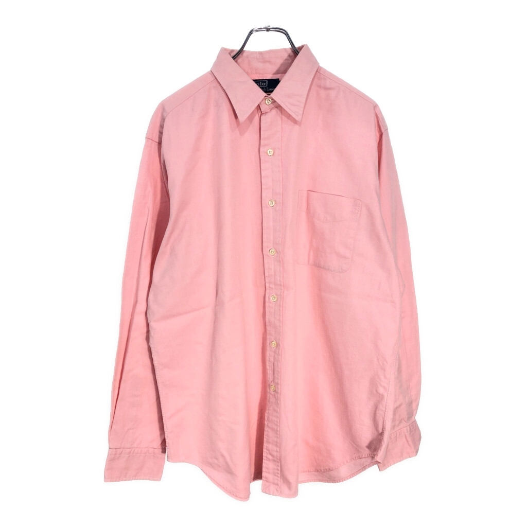 90年代 Polo by Ralph Lauren ポロ ラルフローレン ANDREW 長袖シャツ ピンク(メンズ 16 1/2)中古 古着 V5853拍卖