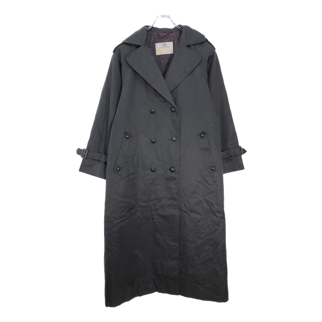 70年代 イングランド製 Aquascutum アクアスキュータム トレンチコート ブラック(レディース 10)中古 古着 V6239拍卖