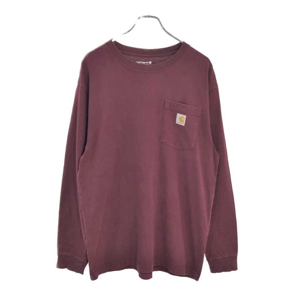 Carhartt カーハート 長袖ポケットTシャツ ワインレッド(メンズ M)中古 古着 V6423拍卖