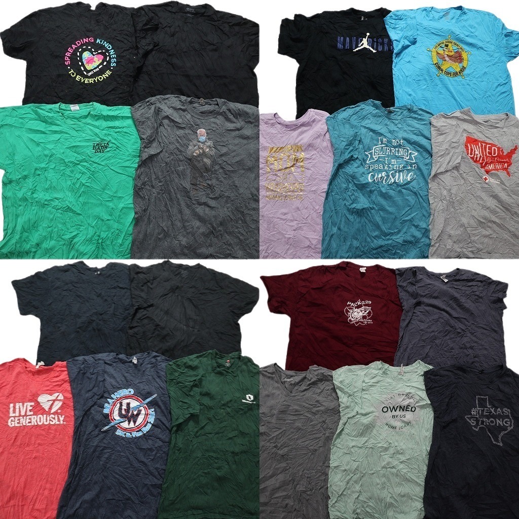 古着卸 まとめ売り カラーMix プリント 半袖Tシャツ 19枚セット (メンズ 2XL ) ジョーダン 人物 英文字 ワンポイント NA1131 1円スタート拍卖