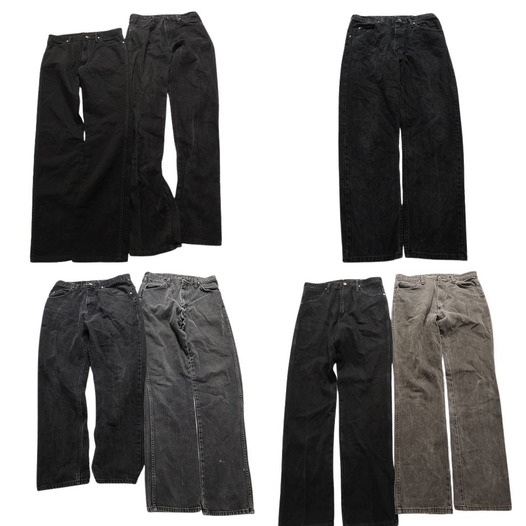 古着卸 まとめ売り Wrangler ラングラー ブラックデニム パンツ 7枚セット (メンズ 33 /34 ) アメカジ 革パッチ NA5908 1円スタート拍卖