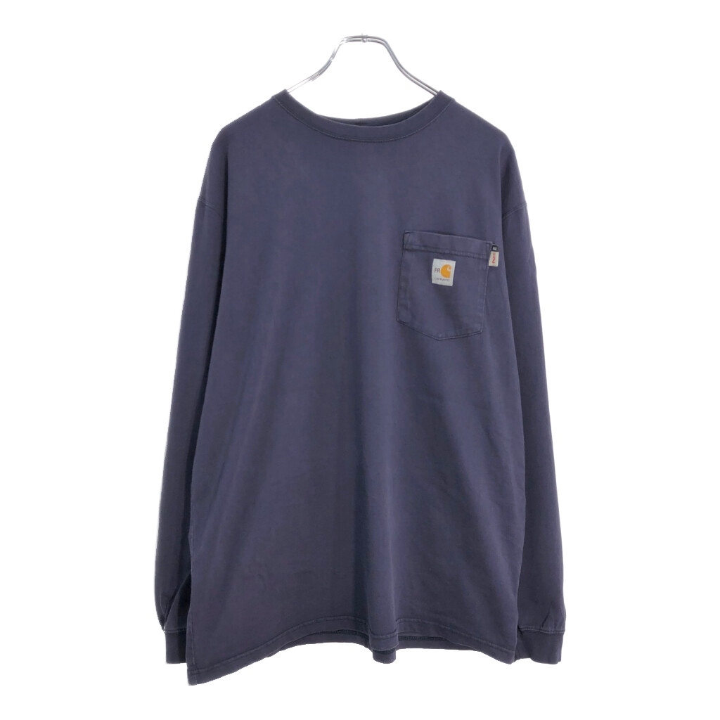 Carhartt FR カーハートFR 長袖ポケットTシャツ ネイビー(メンズ L)中古 古着 V6448拍卖
