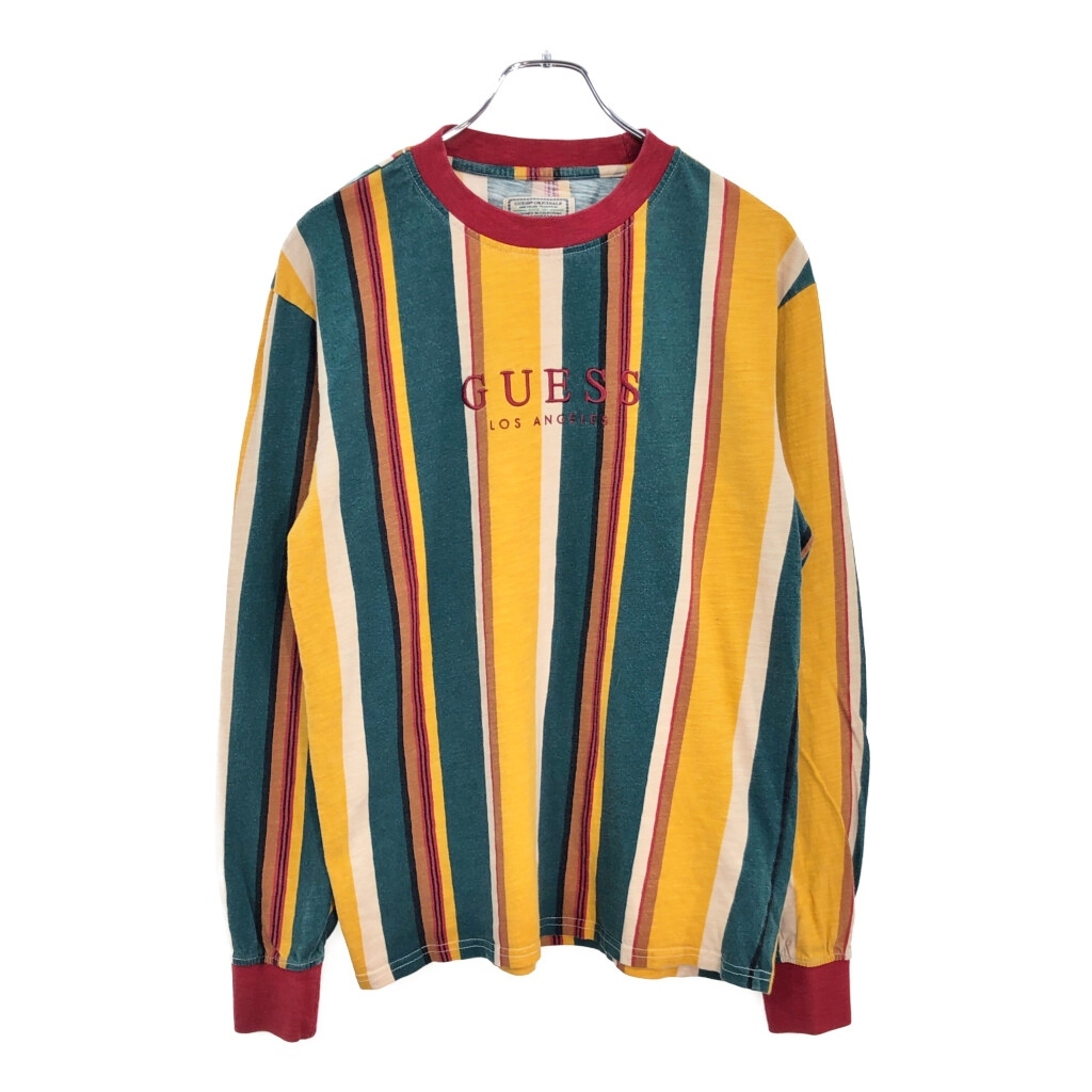 Guess ゲス ストライプ 長袖Tシャツ マルチカラー(メンズ S)中古 古着 V6452拍卖