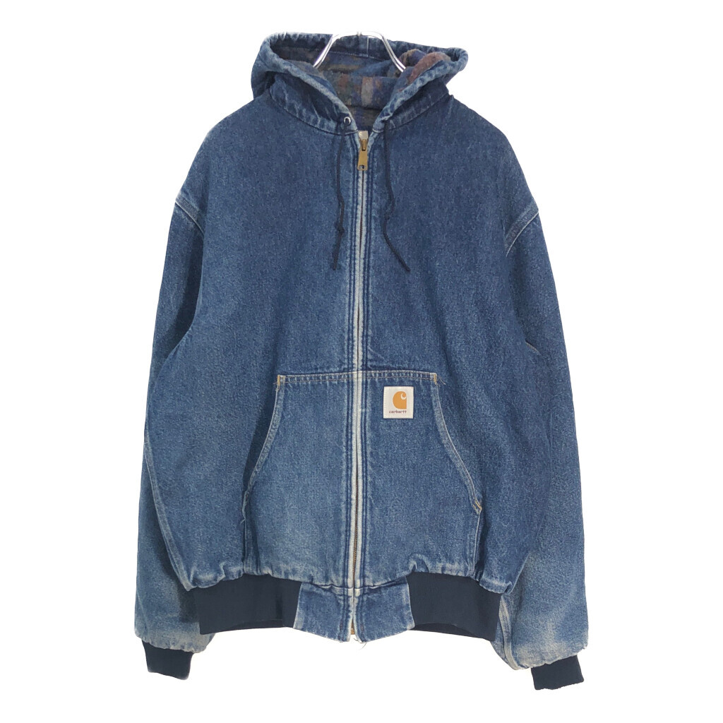 USA製 Carhartt カーハート デニム アクティブジャケット ワーク ブルー(メンズ LARGE)中古 古着 V6489拍卖