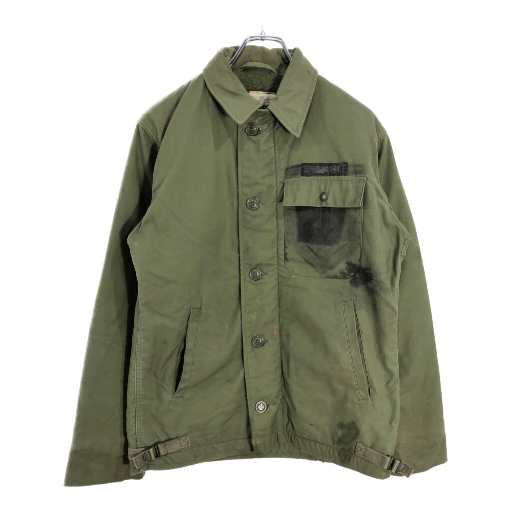 80年代 米軍実物 U.S.NAVY A-2 デッキジャケット オリーブ(メンズ XS相当)中古 古着 V6509拍卖