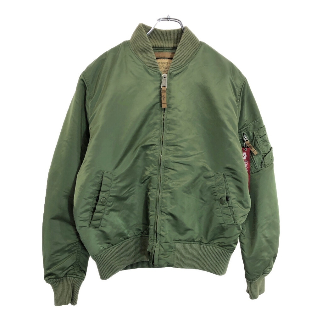 ALPHA INDUSTRIES アルファ インダストリーズ MA-1 フライトジャケット ミリタリー グリーン(メンズ LARGE)中古 古着 V6528拍卖