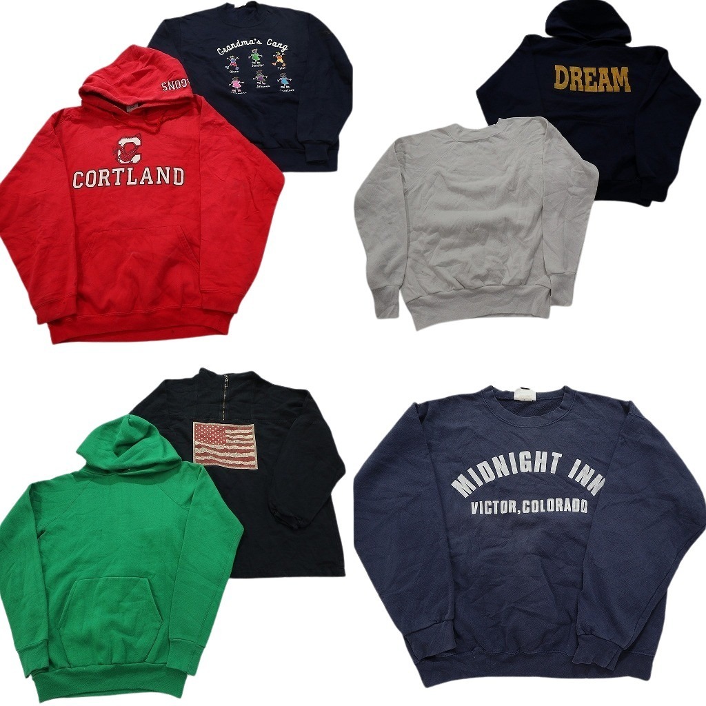 古着卸 まとめ売り USA製 スウェット 7枚セット (メンズ S /M ) LEE カレッジ風 ハーフジップ フーディー 中古 古着 NC3978拍卖
