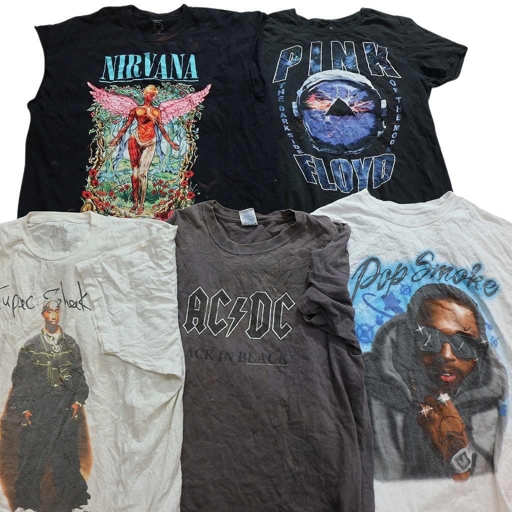 【訳あり】 古着卸 まとめ売り 音楽・バンド 半袖Tシャツ 26枚セット (メンズ ) ピンクフロイド AC/DC ニルヴァーナ 人物 中古 古着 WA3672拍卖