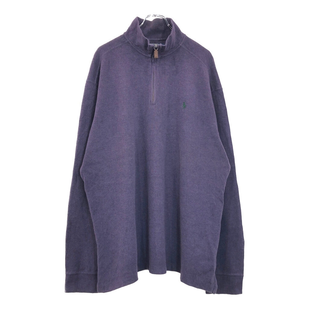 Polo by Ralph Lauren ポロ ラルフローレン ハーフジップ コットンセーター パープル(メンズ XXL)中古 古着 V6627拍卖