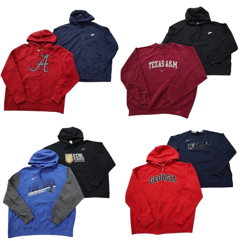 古着卸 まとめ売り ナイキ NIKE スウェット 8枚セット (メンズ 2XL ) フルジップ ジョージア カレッジ風 スウォッシュ 中古 古着 NC4088拍卖