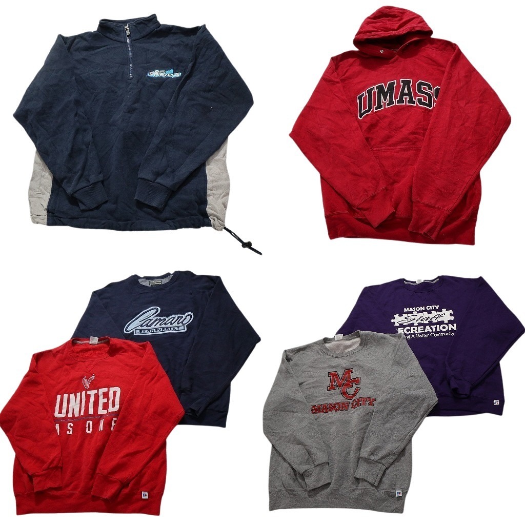 古着卸 まとめ売り リバースタイプ スウェット 6枚セット (メンズ M /L ) アーチロゴ ハーフジップ カレッジ風 中古 古着 NC4192拍卖