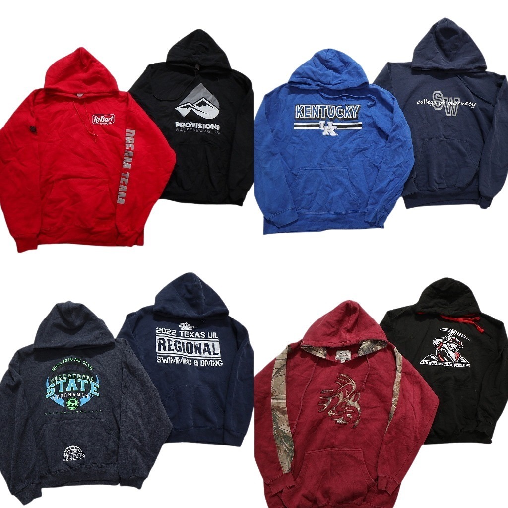 古着卸 まとめ売り カラー パーカー スウェット 8枚セット (メンズ M /L ) リアルツリー 切り替え アームロゴ NC4338 1円スタート拍卖