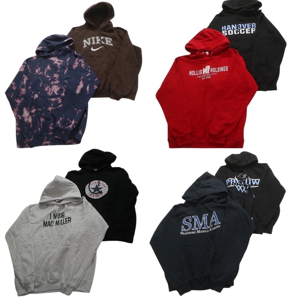 古着卸 まとめ売り カラー パーカー スウェット 8枚セット (メンズ M ) タイダイ アーチロゴ プルオーバー 中古 古着 NC4316拍卖