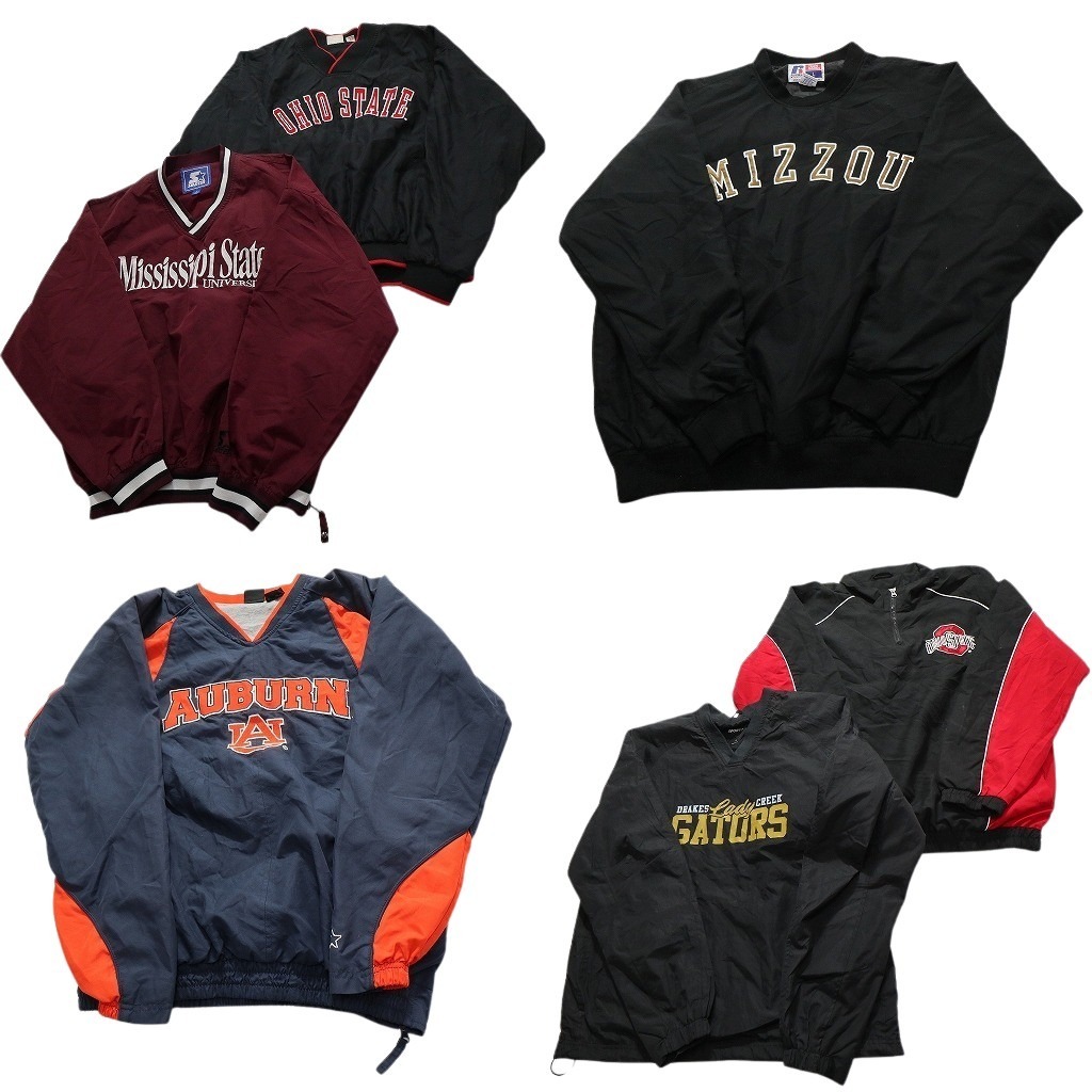 古着卸 まとめ売り プルオーバー ジャケット 6枚セット (メンズ L ) チームロゴ アーチロゴ ラッセル バイカラー 中古 古着 NC4523拍卖