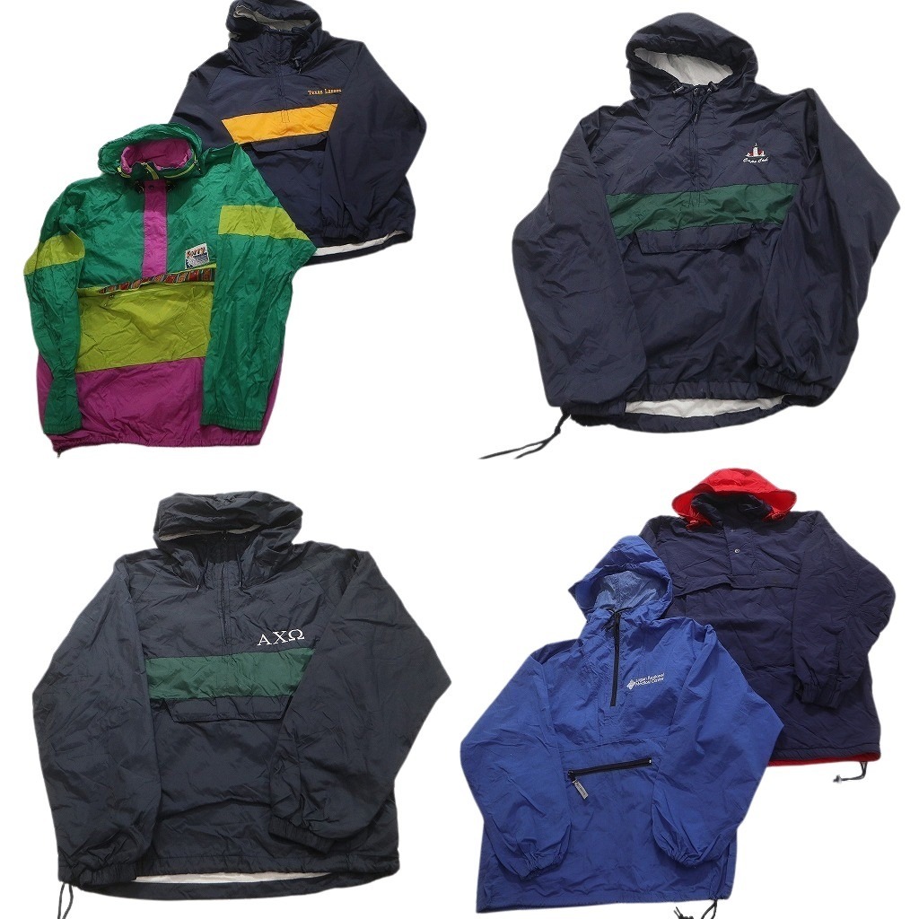 古着卸 まとめ売り アノラックパーカー ジャケット 6枚セット (メンズ M /L ) マルチカラー バイカラー ドローコード 中古 古着 NC4578拍卖