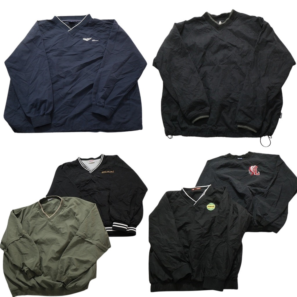 古着卸 まとめ売り ワンポイント プルオーバー ジャケット 6枚セット (メンズ XL ) デタッチャブル ドローコード 中古 古着 NC4607拍卖