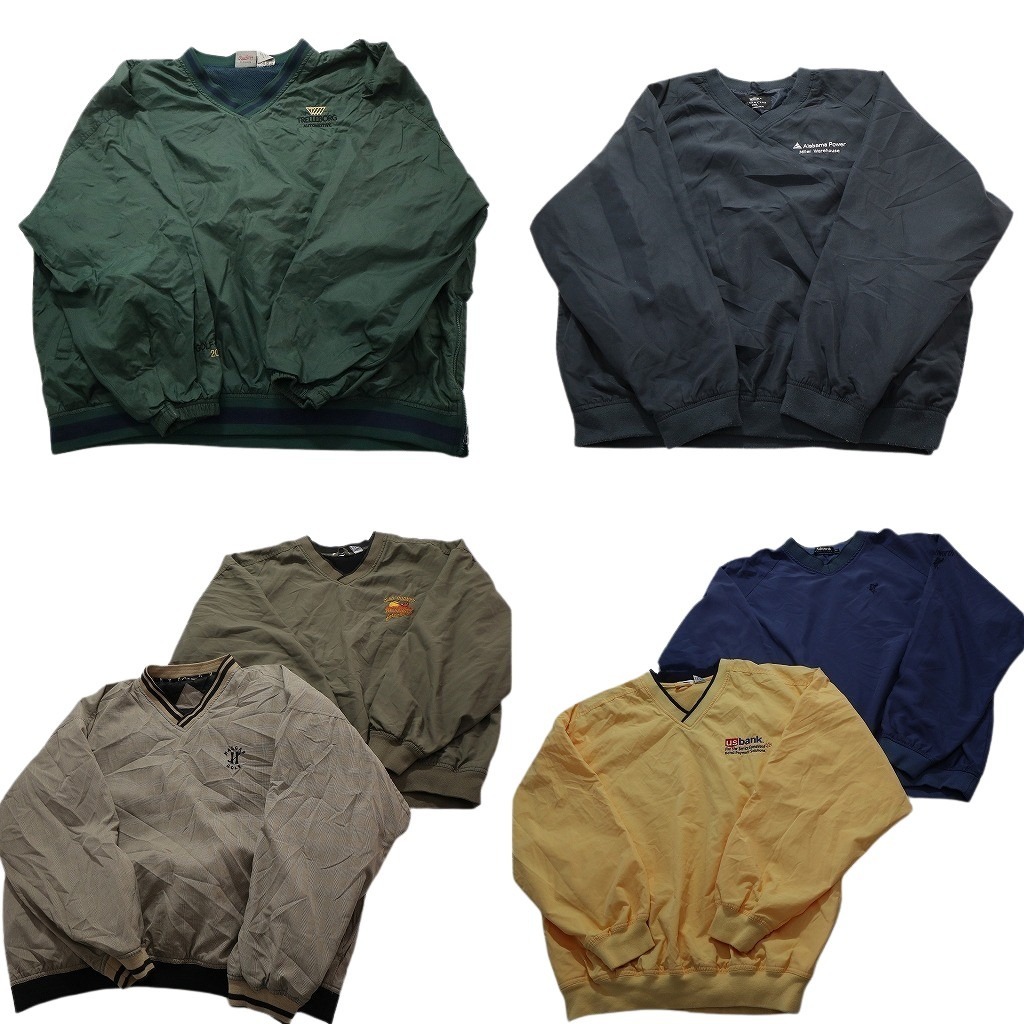 古着卸 まとめ売り ワンポイント プルオーバー ジャケット 6枚セット (メンズ 2XL ) 企業 Vネック ネイビー 中古 古着 NC4602拍卖
