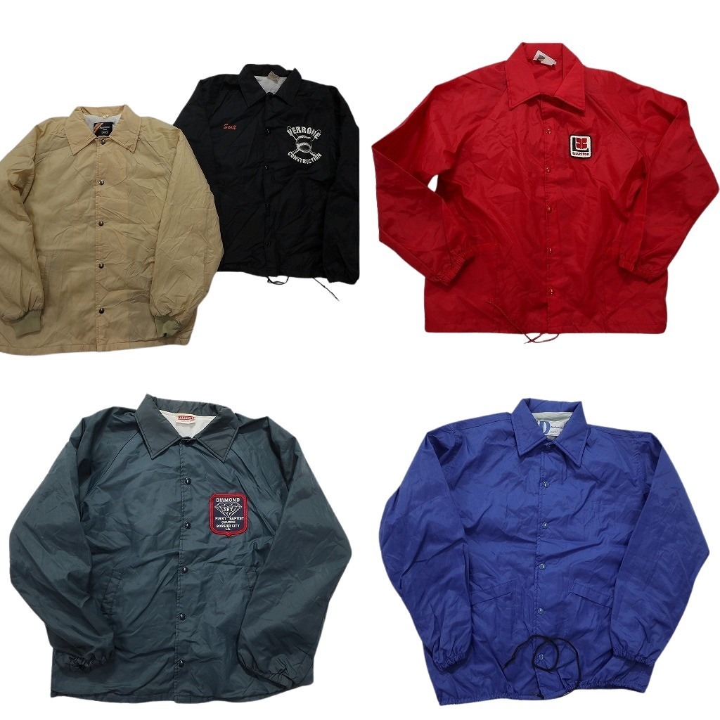 古着卸 まとめ売り ナイロンコーチ USA製 ジャケット 5枚セット (メンズ L ) ワッペン 裏地付き 野球ボール 中古 古着 NC4702拍卖