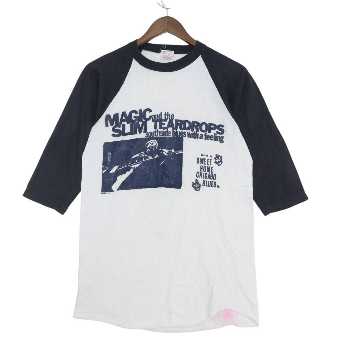 80年代 FANTASY MAGIC SLIM and the TEARDROPS ラグランスリーブTシャツ ホワイト(メンズ XL )中古 古着 A4607拍卖
