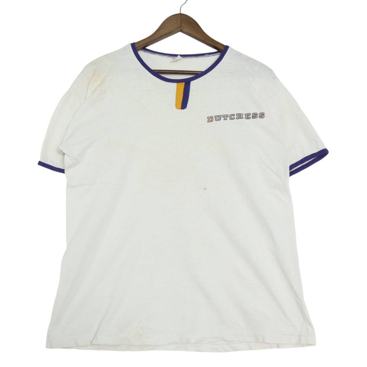 60年代 Champion チャンピオン リンガーTシャツ ヴィンテージ C中ランタグ チョコチン ホワイト(メンズ L )中古 古着 A4529拍卖