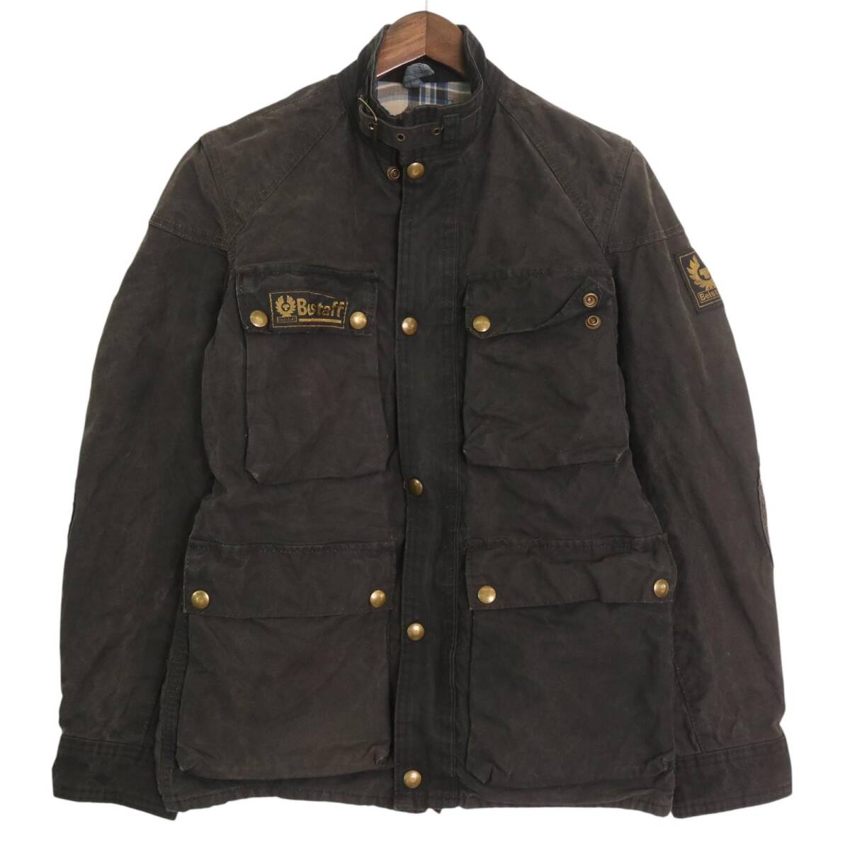 80年代 イングランド製 Belstaff ベルスタッフ ROADMASTER オイルドジャケット ブラック(メンズ S相当)中古 古着 A4664拍卖