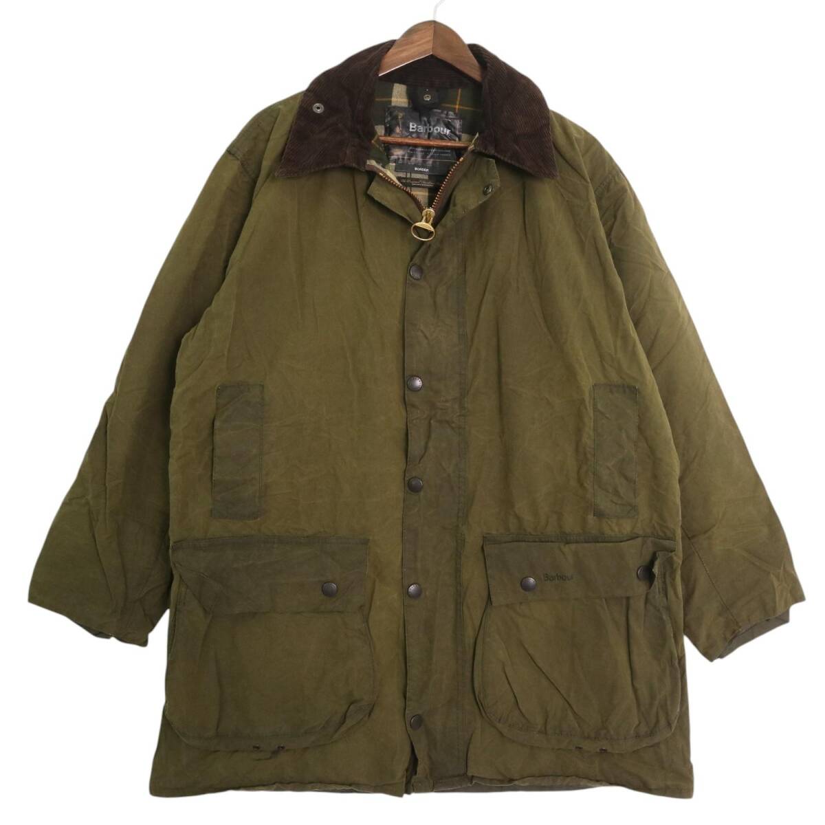 イングランド製 Barbour バブアー BORDER ボーダー オイルドジャケット オリーブ(メンズ C44/112CM)中古 古着 A4720拍卖