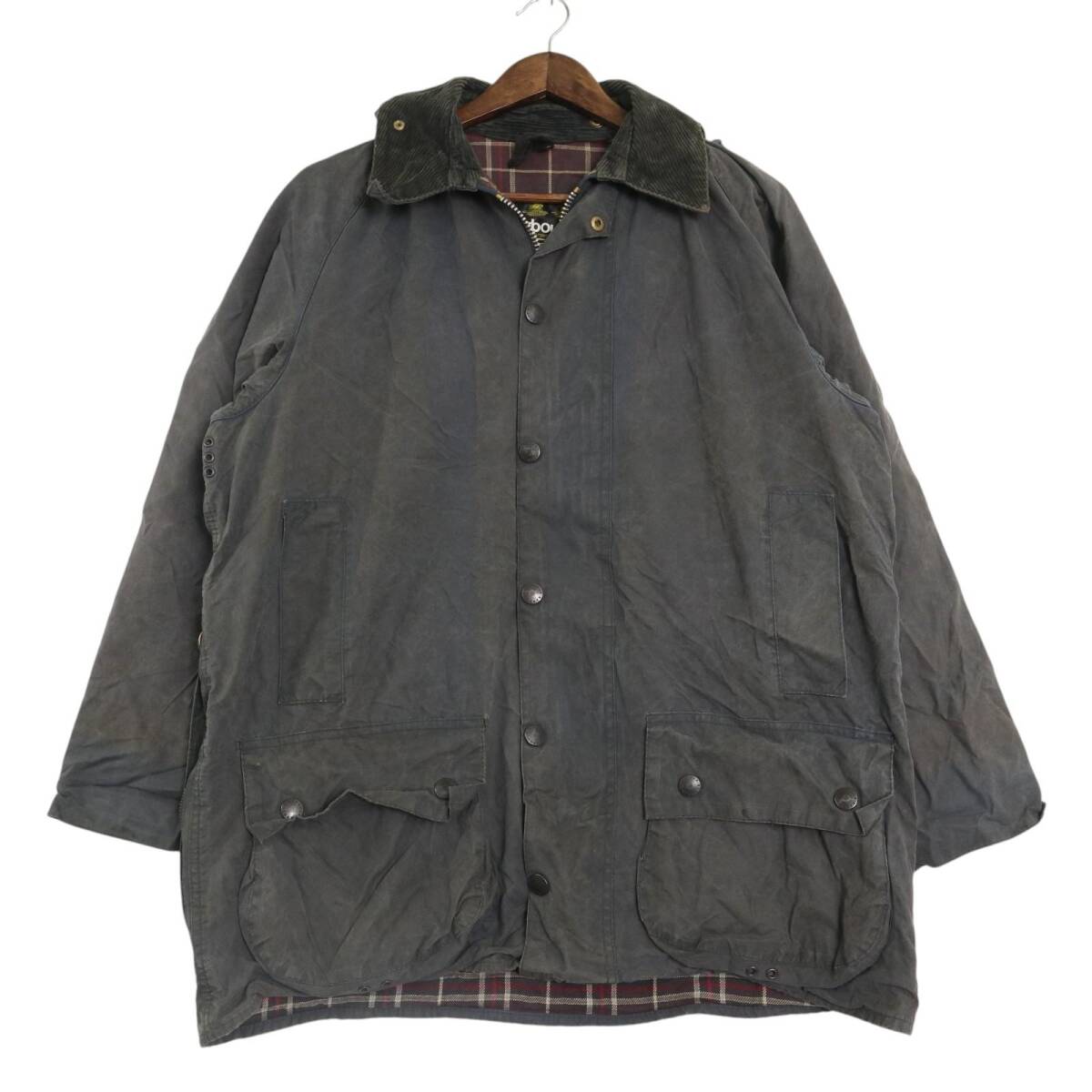 90年代 イングランド製 Barbour バブアー BEAUFORT ビューフォート オイルドジャケット ネイビー(メンズ 40相当)中古 古着 A4695拍卖