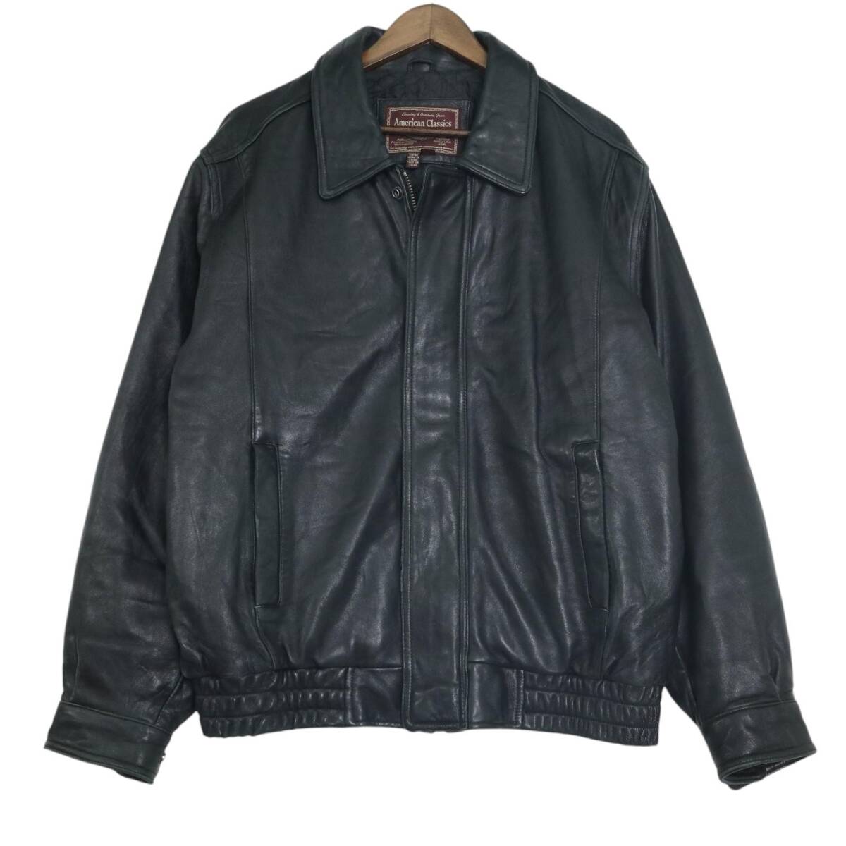 90年代 American Classics Colebrook レザージャケット ブラック(メンズ L)中古 古着 A4823拍卖
