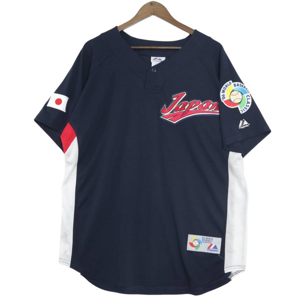 00年代 USA製 Majestic マジェスティック 2006 WBC イチロー ユニフォーム プロチーム 侍ジャパン ネイビー(メンズ L)中古 古着 A4842拍卖