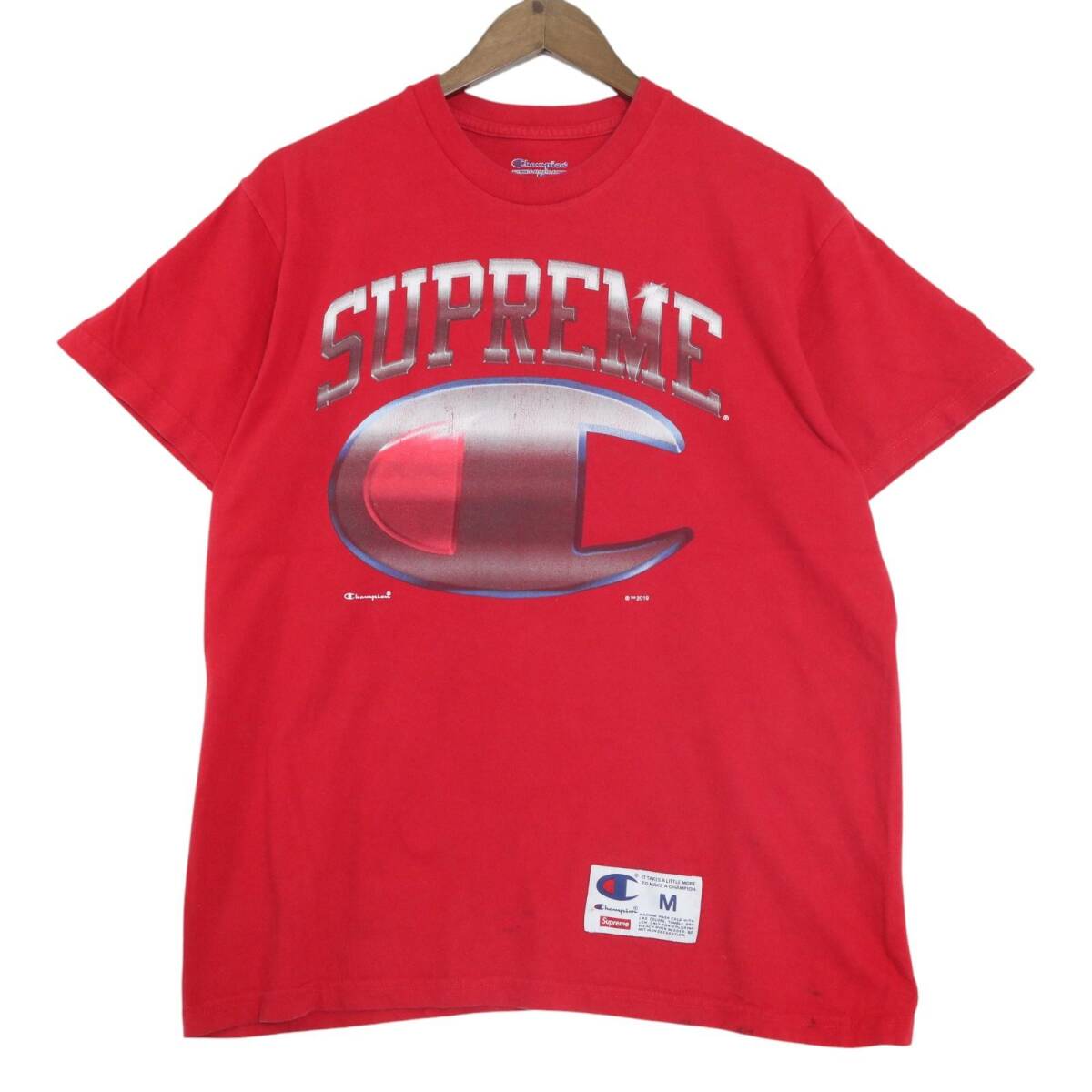 Champion チャンピオン × Supreme シュプリーム 半袖Tシャツ レッド(メンズ M)中古 古着 A4843拍卖