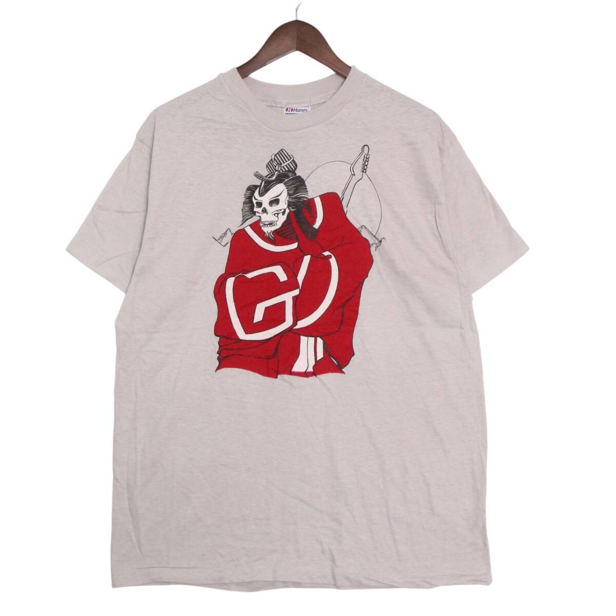 80年代 USA製 ブートレグ GRATEFUL DEAD グレイトフル・デッド SAMURAI BAND 半袖Tシャツ バンド グレー(メンズ L)中古 古着 A4959拍卖