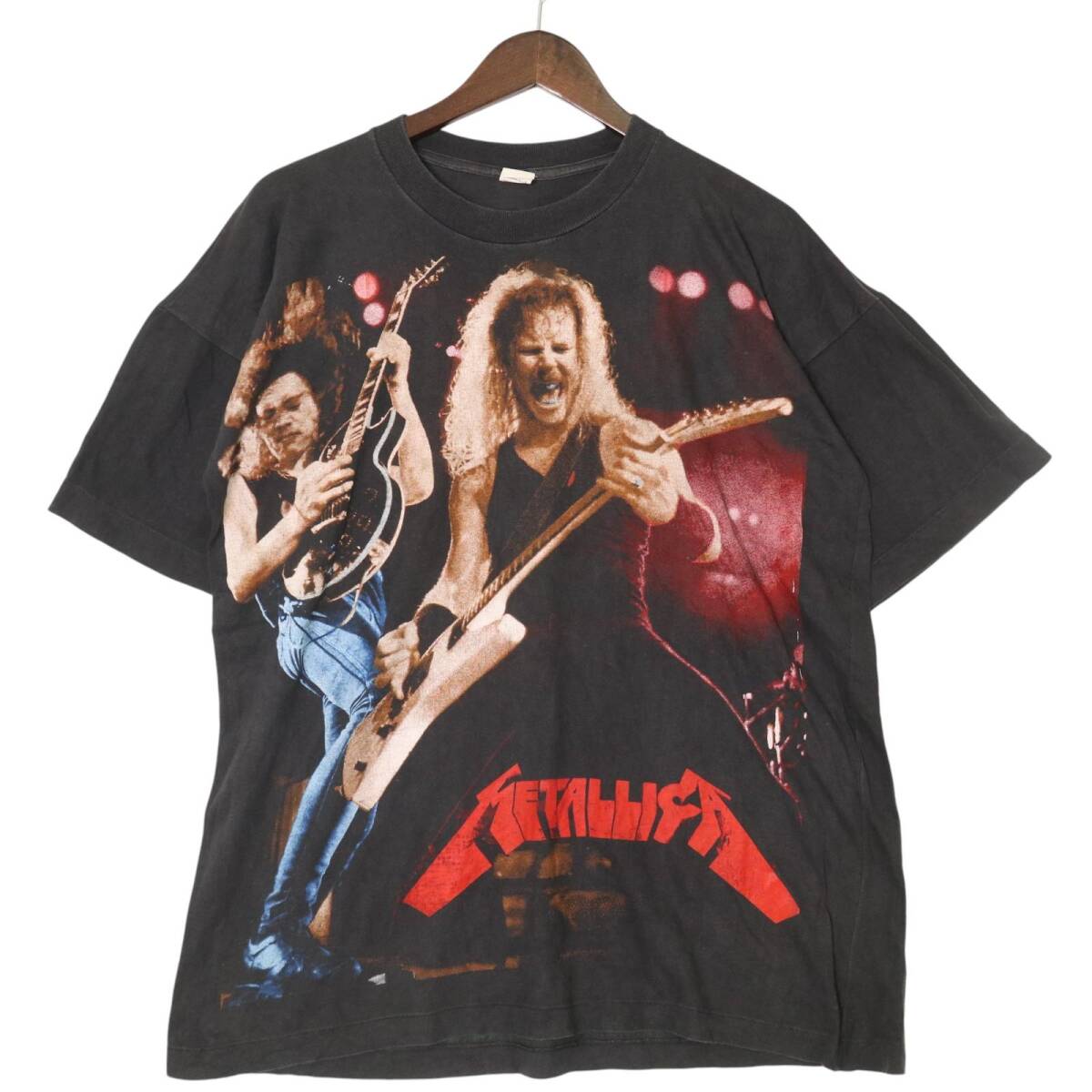 90年代 ブートレグ METALLICA メタリカ 大判プリント 半袖Tシャツ 大きいサイズ バンド ブラック(メンズ XXL)中古 古着 A5024拍卖
