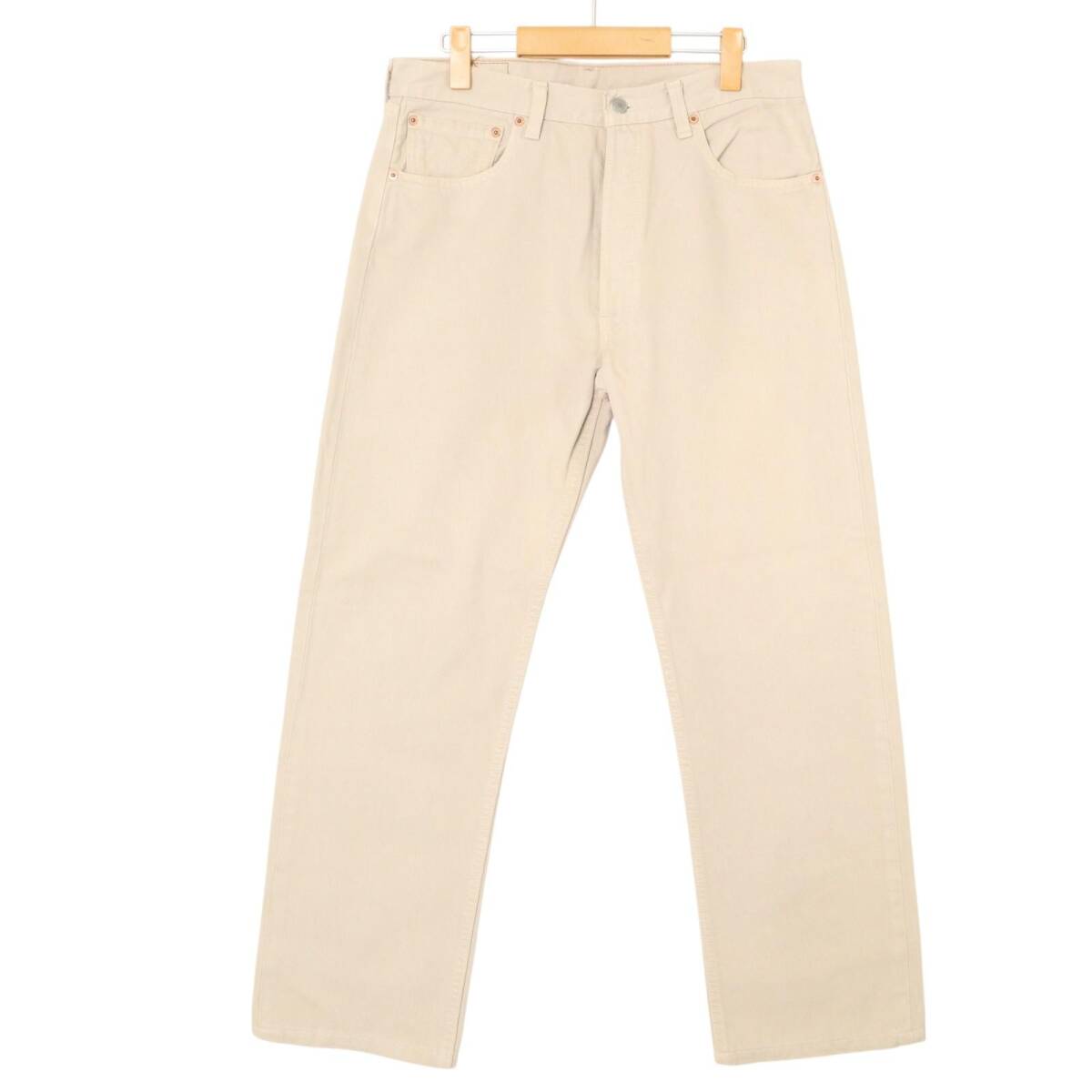 90年代 USA製 Levi's リーバイス 501-0125 カラーデニムパンツ アイボリー(メンズ W33 L30)中古 古着 A5098拍卖