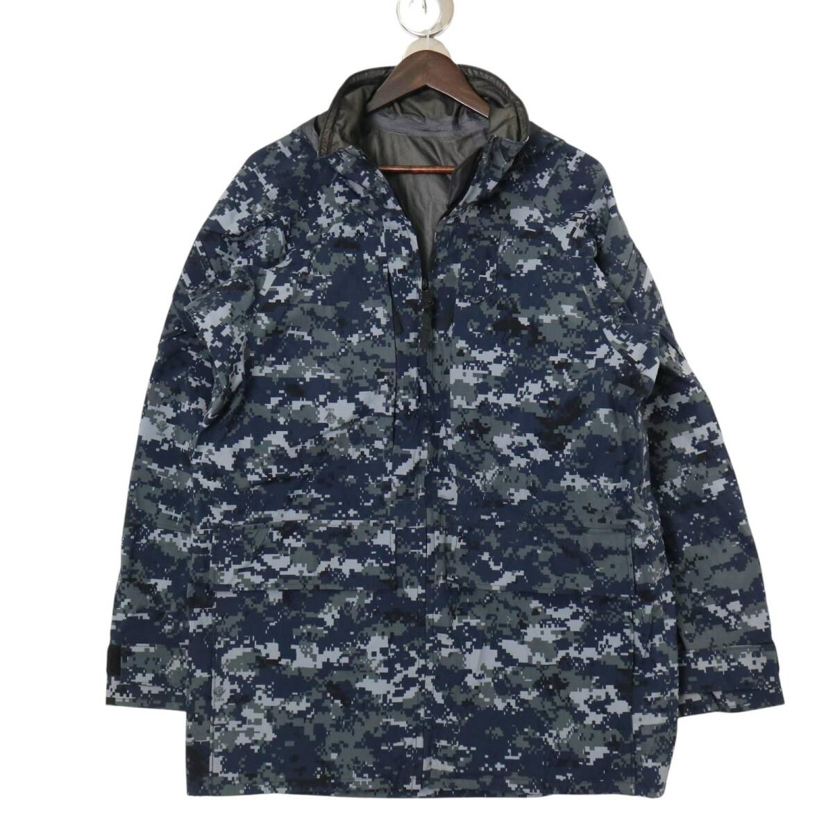00年代 米軍実物 U.S.NAVY NWU GORE-TEXパーカージャケット ミリタリー デジタルカモ ネイビー(メンズ SMALL LONG)中古 古着 A5127拍卖