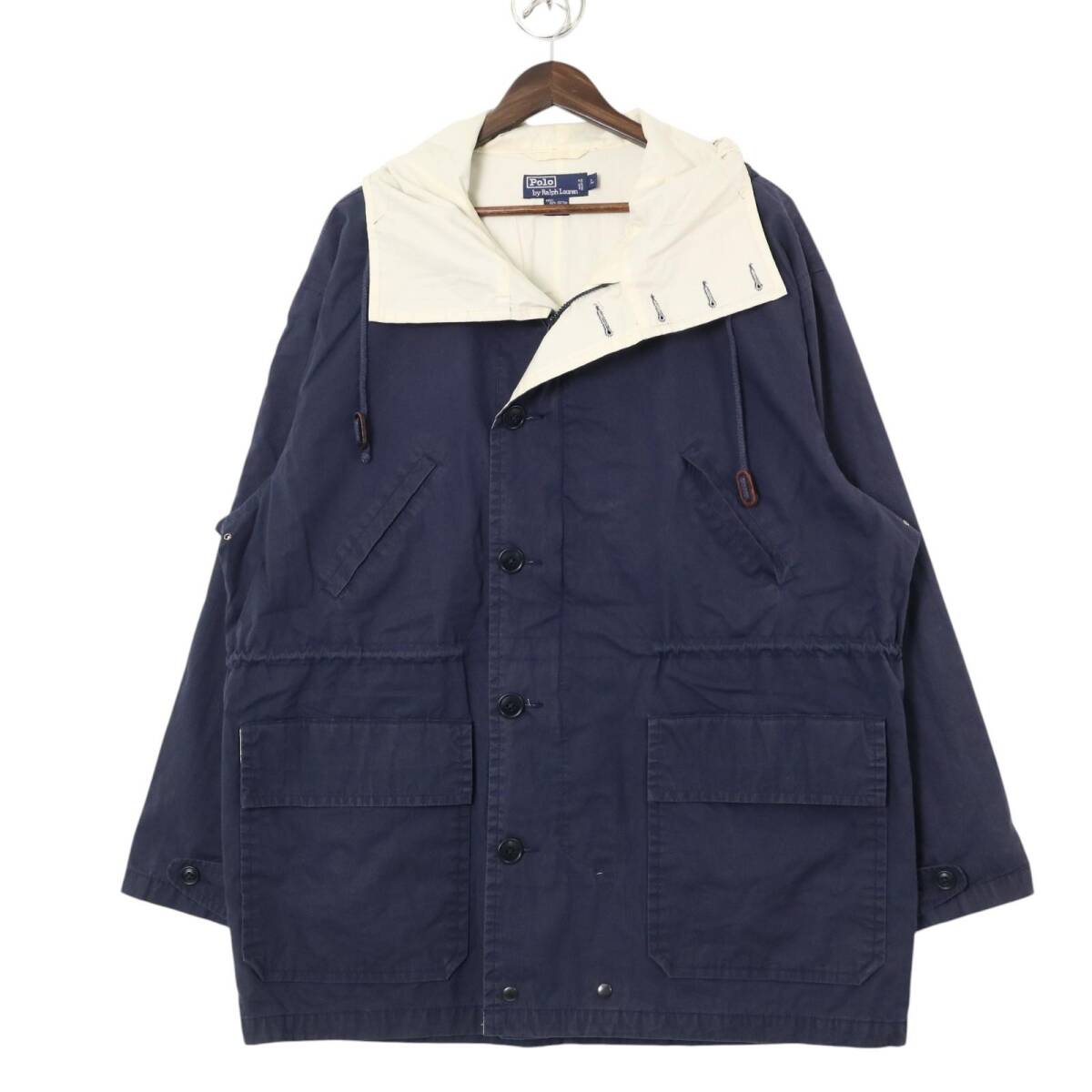 90年代 Polo by Ralph Lauren ポロ ラルフローレン コットン マウンテンパーカー ネイビー (メンズ L) 中古 古着 A4146拍卖