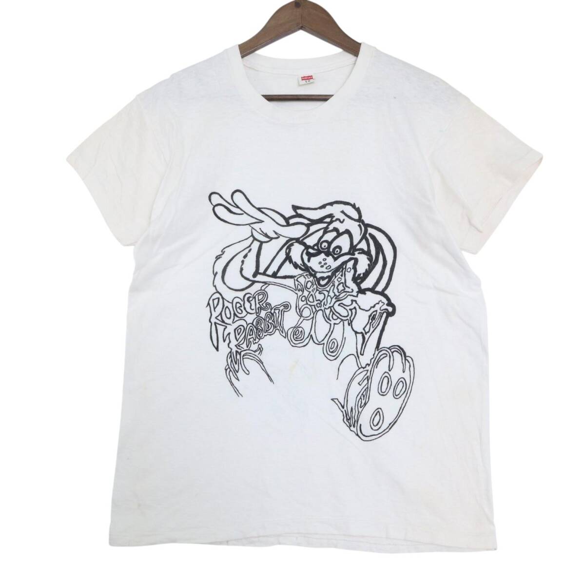 70年代 Hanes ヘインズ ロジャー・ラビット Roger Rabbit 半袖Tシャツ キャラ 白(メンズ L)中古 古着 A4412拍卖